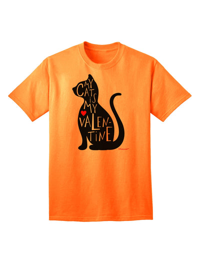 Valentine's Day Exclusive: My Cat Is My Valentine Adult T-Shirt by TooLoud-Mens T-shirts-TooLoud-Neon-Orange-Small-Davson Sales