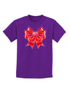 Valentine's Day Heart Bow Childrens Dark T-Shirt-Childrens T-Shirt-TooLoud-Purple-X-Small-Davson Sales