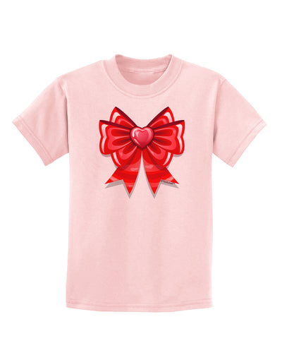 Valentine's Day Heart Bow Childrens T-Shirt-Childrens T-Shirt-TooLoud-PalePink-X-Small-Davson Sales