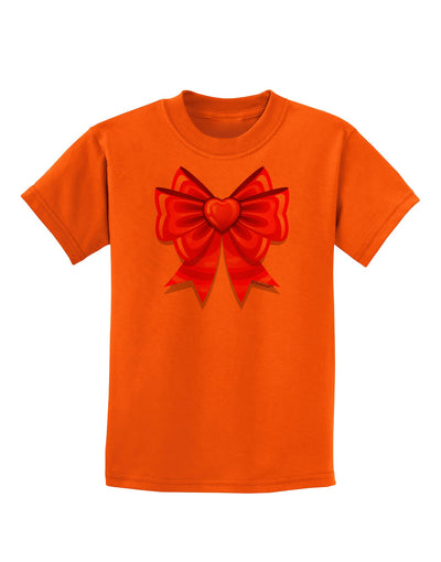 Valentine's Day Heart Bow Childrens T-Shirt-Childrens T-Shirt-TooLoud-Orange-X-Small-Davson Sales