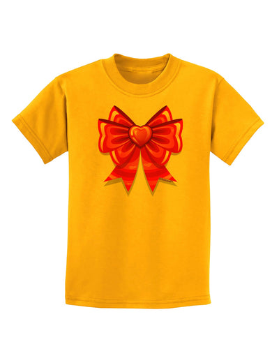 Valentine's Day Heart Bow Childrens T-Shirt-Childrens T-Shirt-TooLoud-Gold-X-Small-Davson Sales
