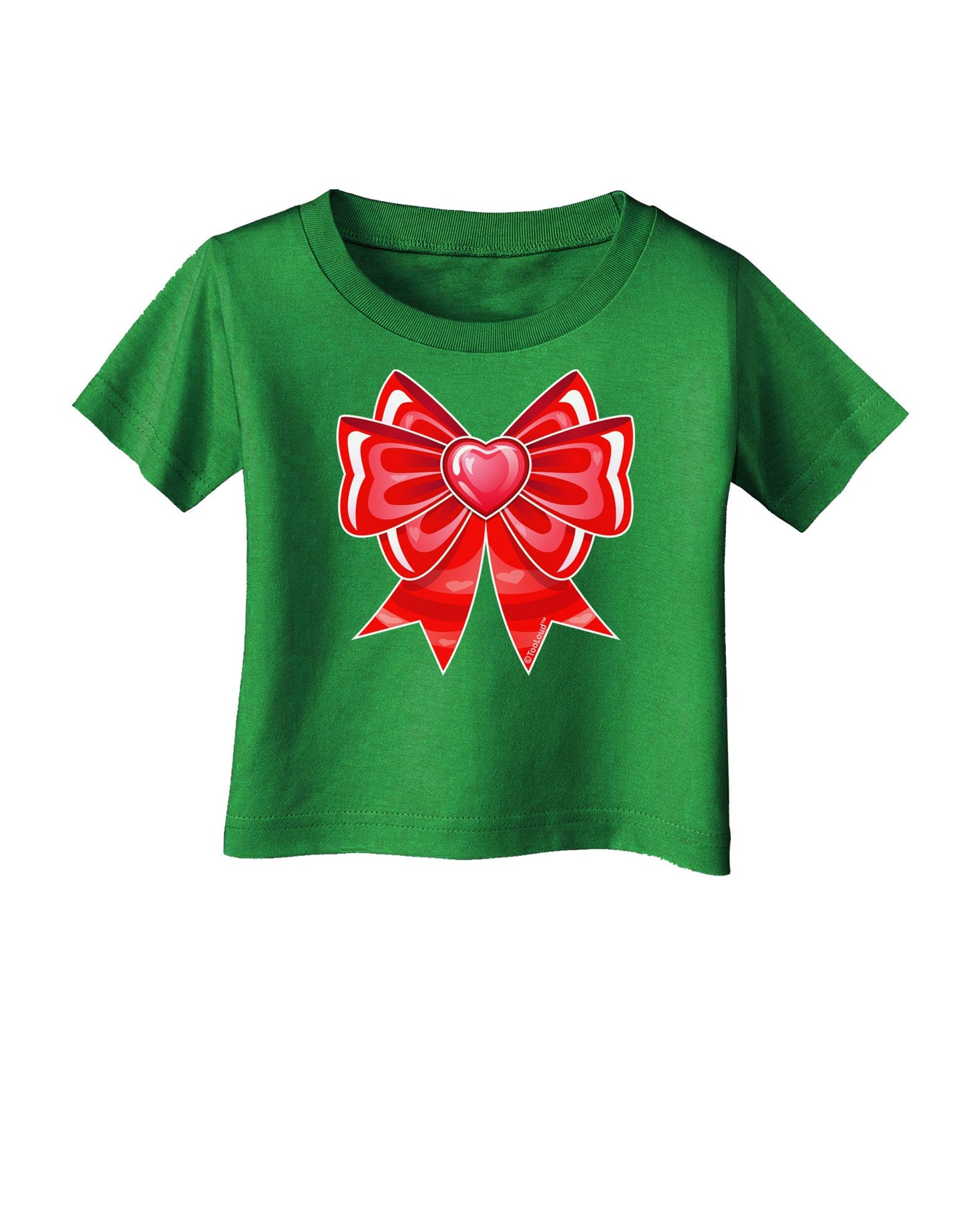 Valentine's Day Heart Bow Infant T-Shirt Dark-Infant T-Shirt-TooLoud-Clover-Green-06-Months-Davson Sales