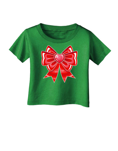 Valentine's Day Heart Bow Infant T-Shirt Dark-Infant T-Shirt-TooLoud-Clover-Green-06-Months-Davson Sales