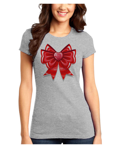 Valentine's Day Heart Bow Juniors T-Shirt-Womens Juniors T-Shirt-TooLoud-Ash-Gray-Juniors Fitted X-Small-Davson Sales