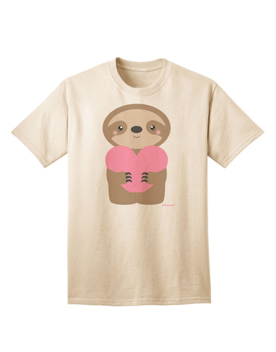 Valentine's Day Sloth Heart Adult T-Shirt - A Charming Addition to Your Wardrobe by TooLoud-Mens T-shirts-TooLoud-Natural-Small-Davson Sales