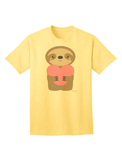 Valentine's Day Sloth Heart Adult T-Shirt - A Charming Addition to Your Wardrobe by TooLoud-Mens T-shirts-TooLoud-Yellow-Small-Davson Sales