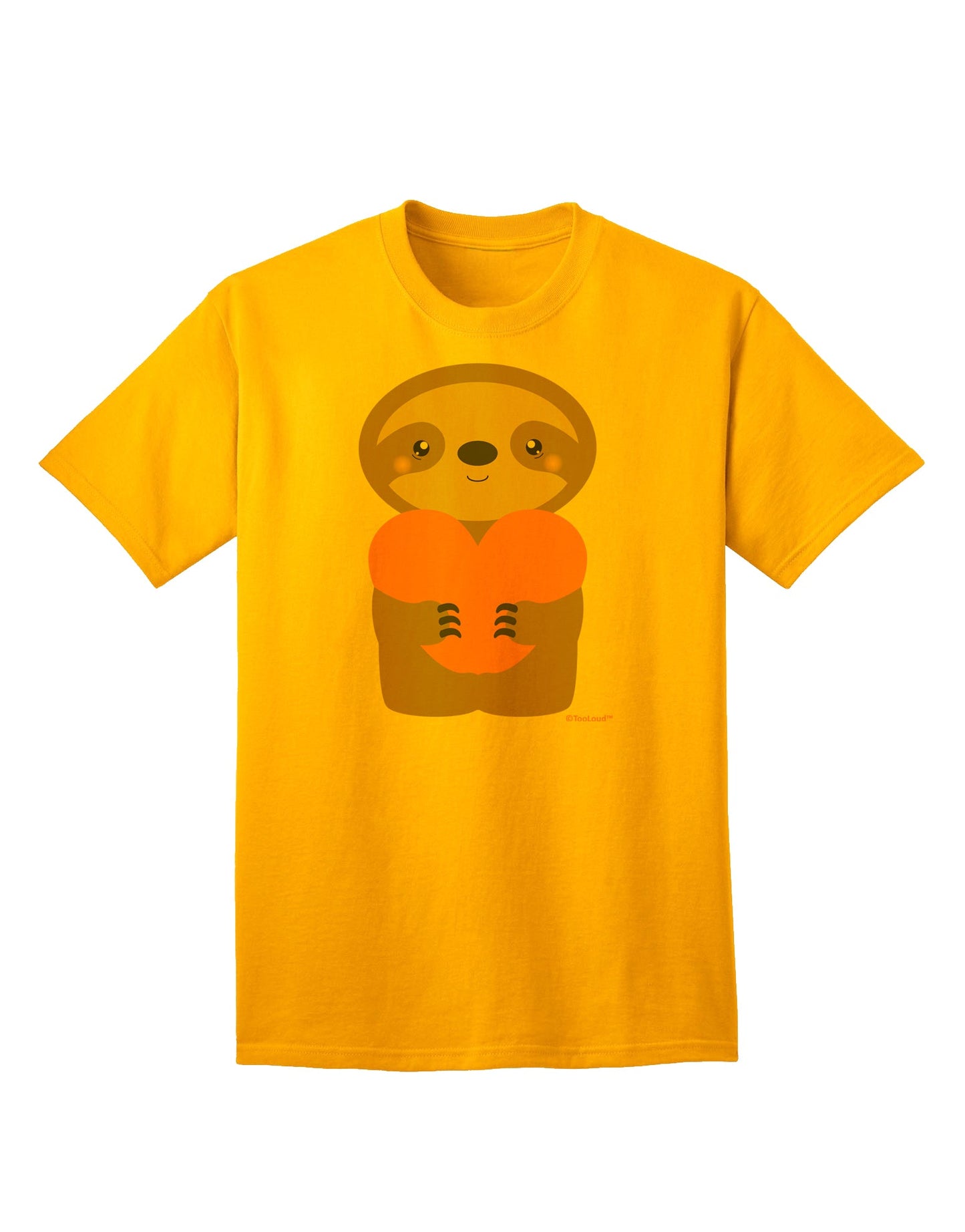 Valentine's Day Sloth Heart Adult T-Shirt - A Charming Addition to Your Wardrobe by TooLoud-Mens T-shirts-TooLoud-Gold-Small-Davson Sales