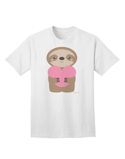 Valentine's Day Sloth Heart Adult T-Shirt - A Charming Addition to Your Wardrobe by TooLoud-Mens T-shirts-TooLoud-White-Small-Davson Sales