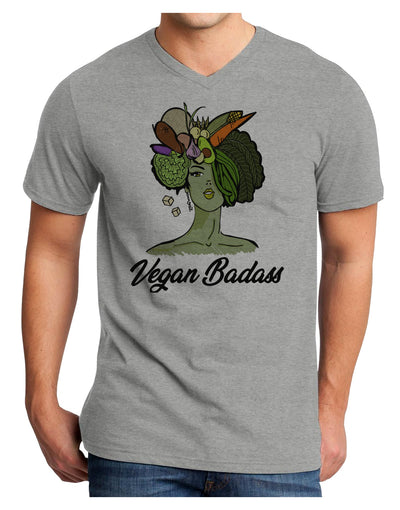 Vegan Badass Adult V-Neck T-shirt-Mens T-Shirt-TooLoud-HeatherGray-Small-Davson Sales