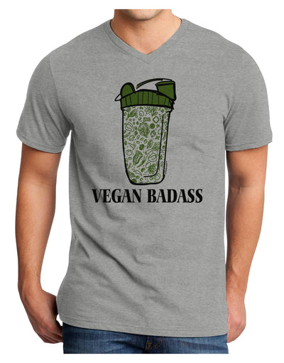 Vegan Badass Blender Bottle Adult V-Neck T-shirt-Mens T-Shirt-TooLoud-HeatherGray-Small-Davson Sales