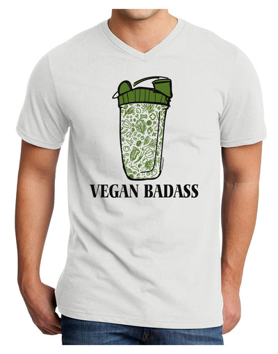 Vegan Badass Blender Bottle Adult V-Neck T-shirt-Mens T-Shirt-TooLoud-White-Small-Davson Sales