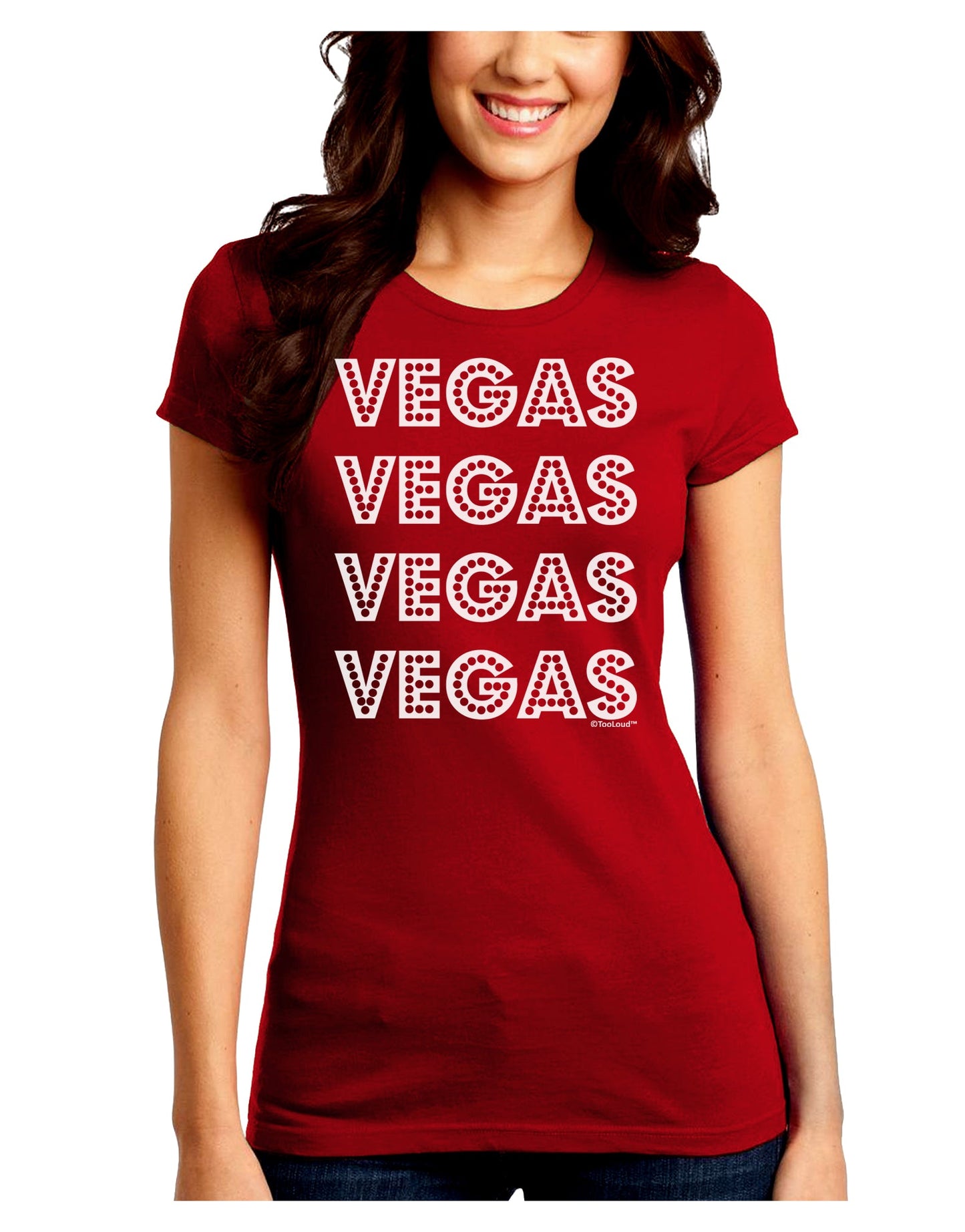 Vegas - Vegas Style Show Lights Juniors Crew Dark T-Shirt by TooLoud-T-Shirts Juniors Tops-TooLoud-Red-Juniors Fitted Small-Davson Sales