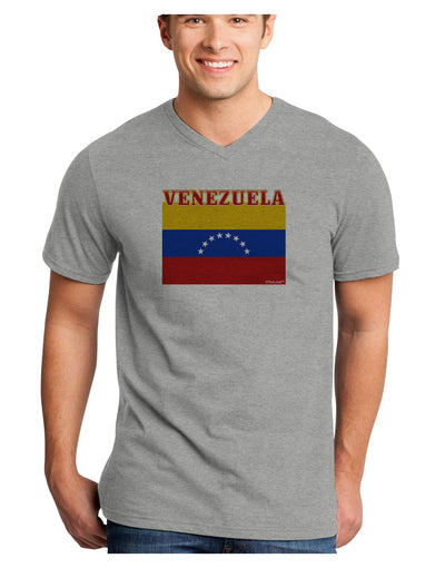 Venezuela Flag Adult V-Neck T-shirt-Mens V-Neck T-Shirt-TooLoud-HeatherGray-Small-Davson Sales