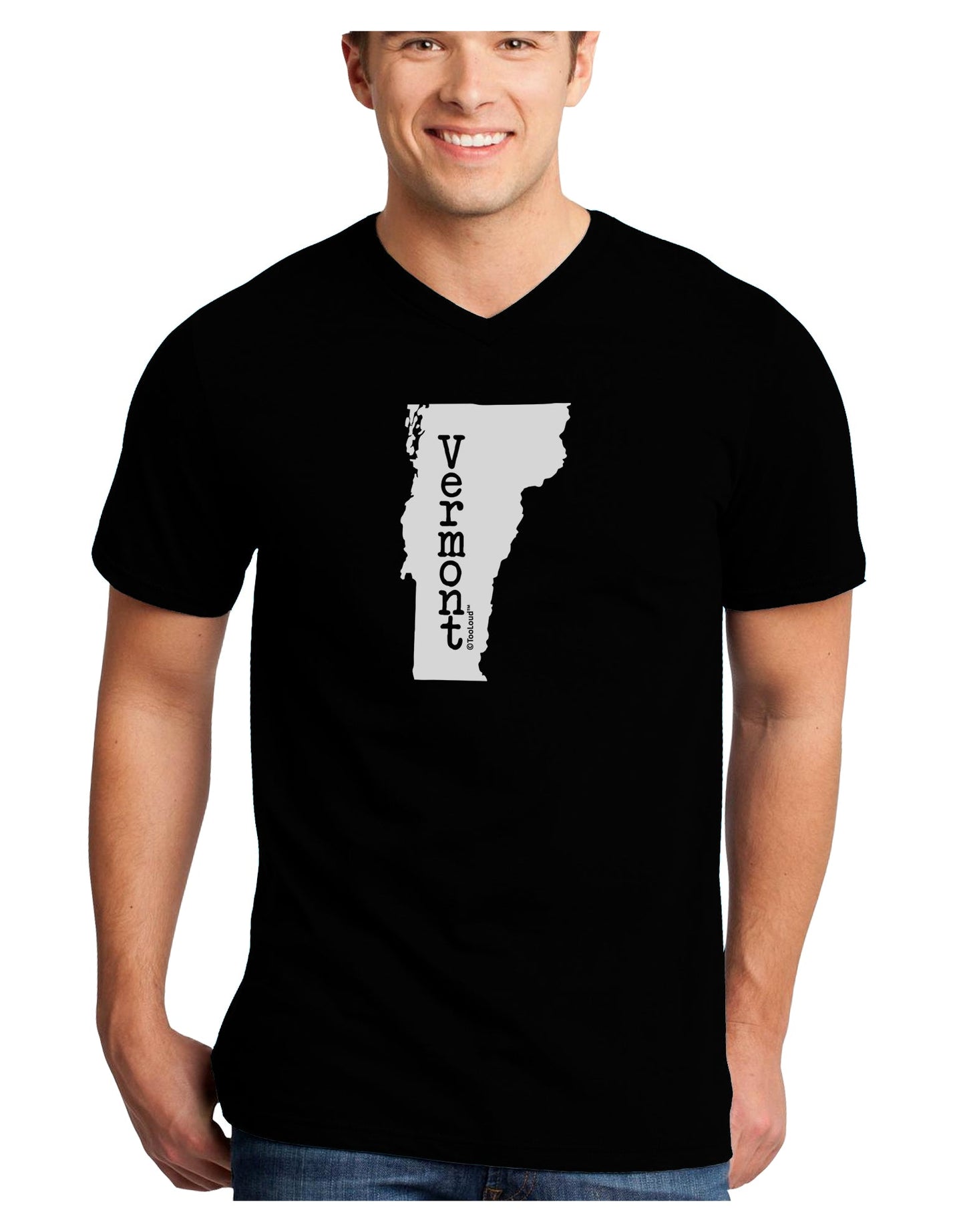 Vermont - United States Shape Adult Dark V-Neck T-Shirt by TooLoud-Mens V-Neck T-Shirt-TooLoud-Black-Small-Davson Sales