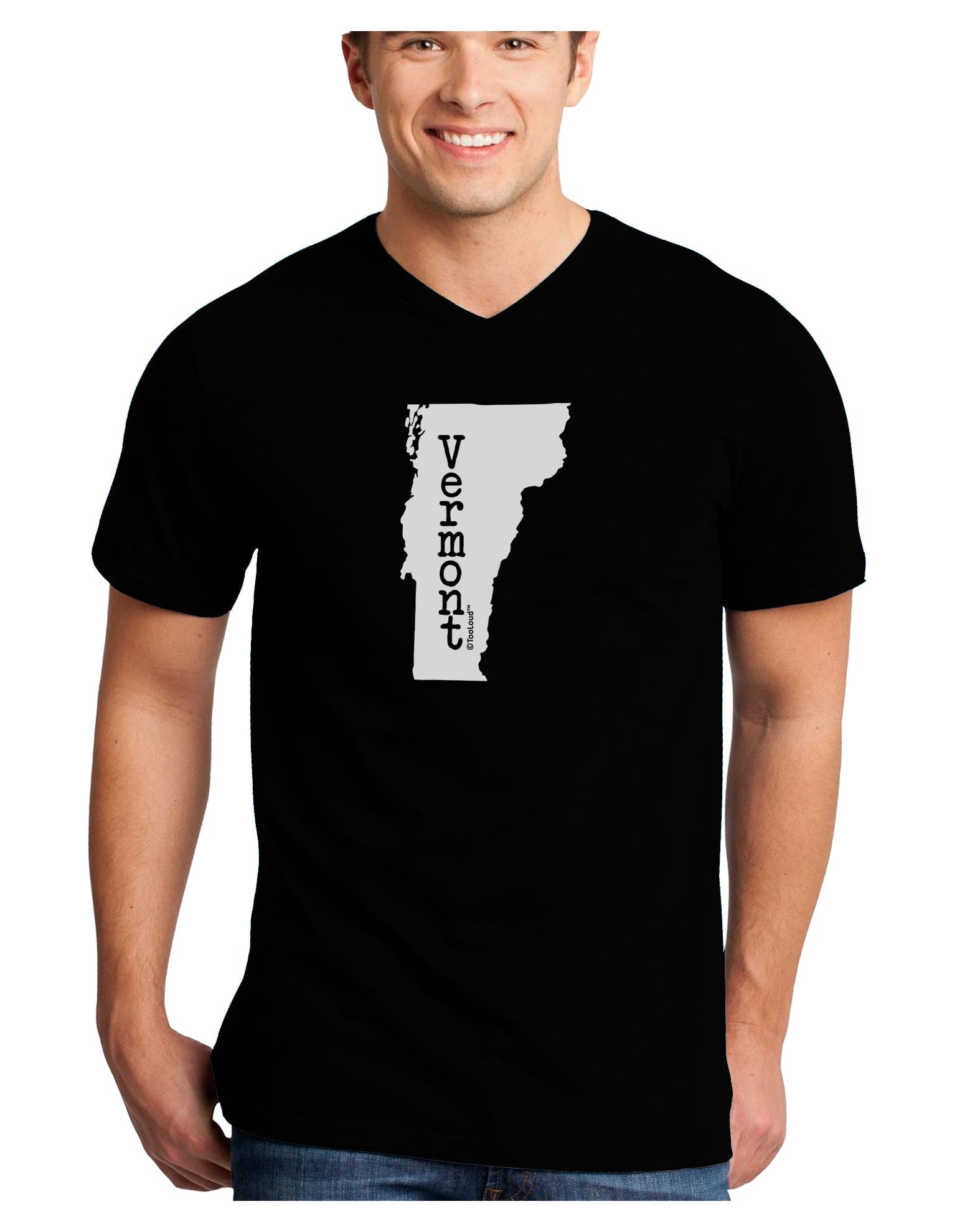 Vermont - United States Shape Adult Dark V-Neck T-Shirt by TooLoud-Mens V-Neck T-Shirt-TooLoud-Black-Small-Davson Sales