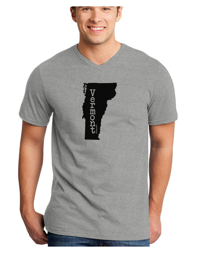 Vermont - United States Shape Adult V-Neck T-shirt by TooLoud-Mens V-Neck T-Shirt-TooLoud-HeatherGray-Small-Davson Sales