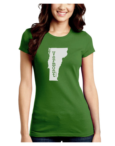 Vermont - United States Shape Juniors Crew Dark T-Shirt by TooLoud-T-Shirts Juniors Tops-TooLoud-Kiwi-Green-Juniors Fitted X-Small-Davson Sales