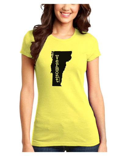 Vermont - United States Shape Juniors T-Shirt by TooLoud-Womens Juniors T-Shirt-TooLoud-Yellow-Juniors Fitted X-Small-Davson Sales