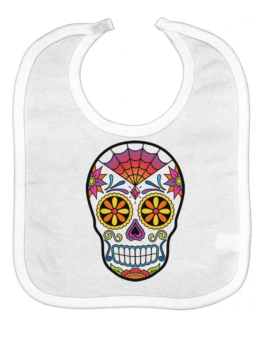 Version 1 Colorful Day of the Dead Calavera Baby Bib