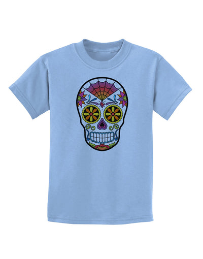 Version 1 Colorful Day of the Dead Calavera Childrens T-Shirt-Childrens T-Shirt-TooLoud-Light-Blue-X-Small-Davson Sales