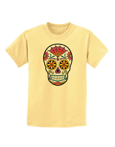 Version 1 Colorful Day of the Dead Calavera Childrens T-Shirt-Childrens T-Shirt-TooLoud-Daffodil-Yellow-X-Small-Davson Sales