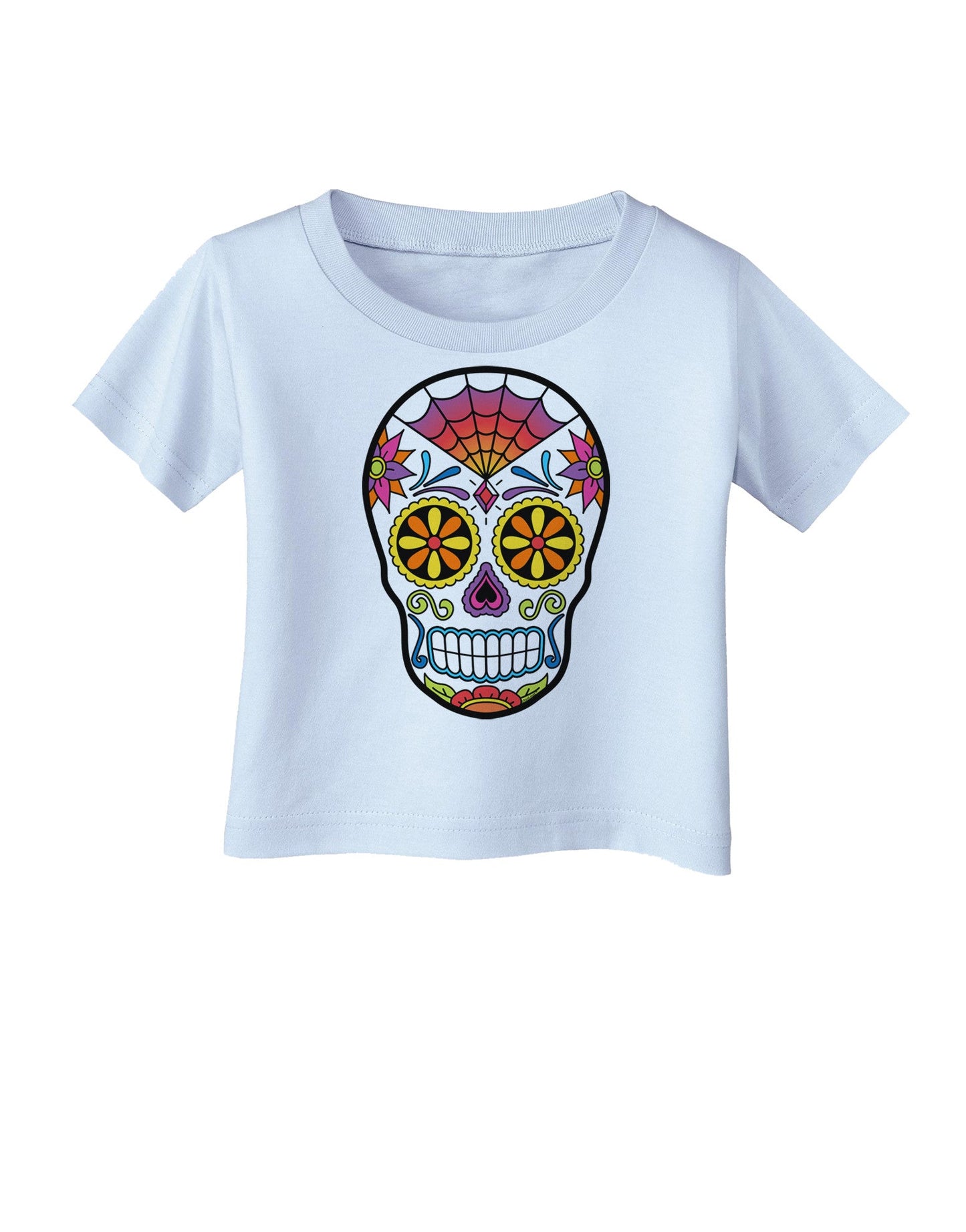 Version 1 Colorful Day of the Dead Calavera Infant T-Shirt-Infant T-Shirt-TooLoud-Light-Blue-06-Months-Davson Sales