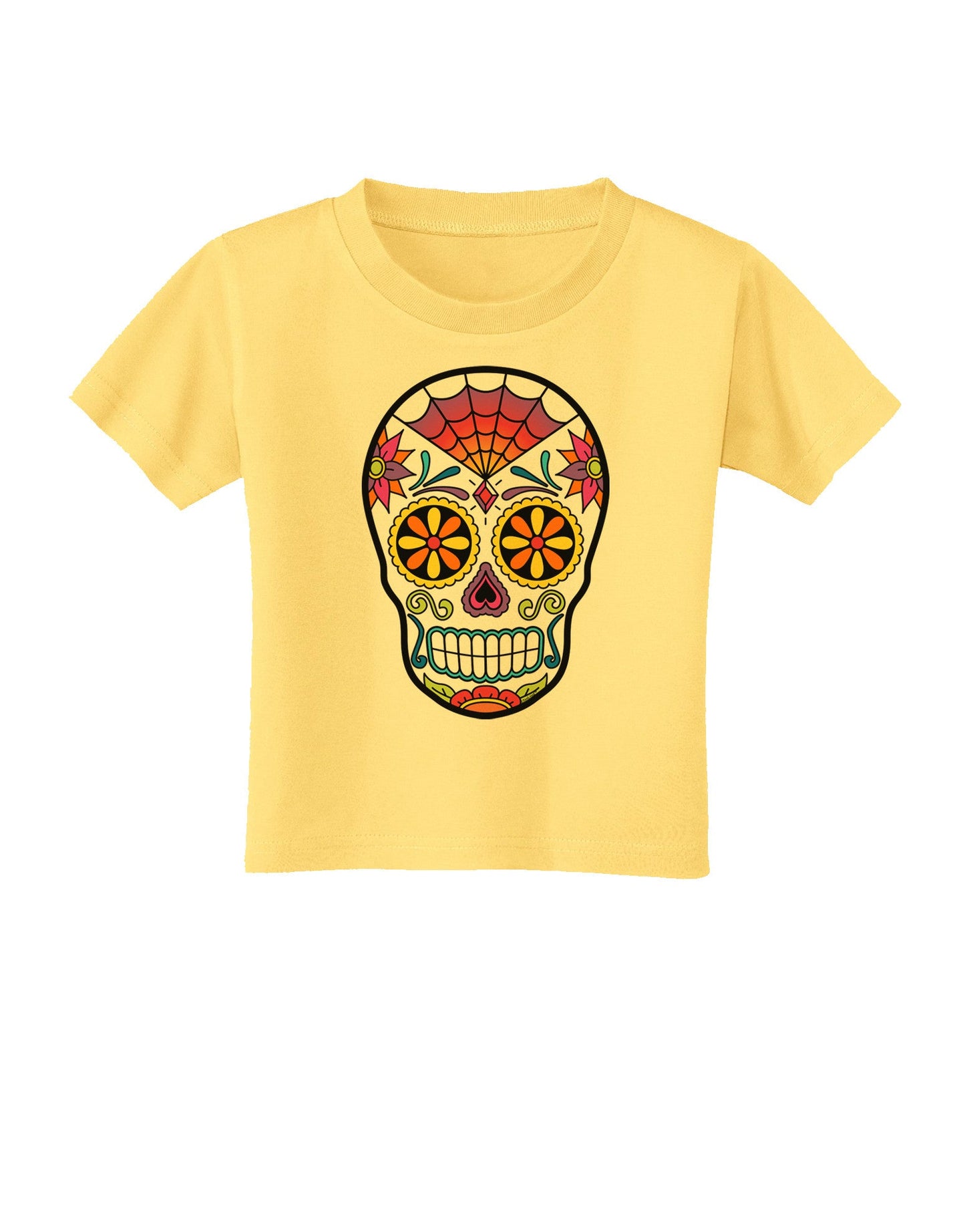 Version 1 Colorful Day of the Dead Calavera Toddler T-Shirt-Toddler T-Shirt-TooLoud-Daffodil-Yellow-2T-Davson Sales