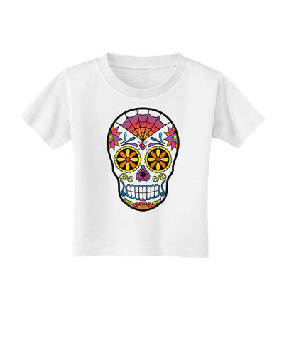 Version 1 Colorful Day of the Dead Calavera Toddler T-Shirt-Toddler T-Shirt-TooLoud-White-2T-Davson Sales