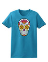 Version 1 Colorful Day of the Dead Calavera Womens Dark T-Shirt-TooLoud-Turquoise-X-Small-Davson Sales