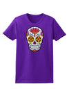 Version 1 Colorful Day of the Dead Calavera Womens Dark T-Shirt-TooLoud-Purple-X-Small-Davson Sales