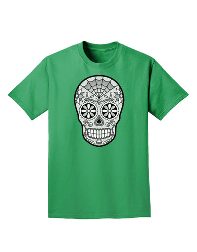 Version 10 Grayscale Day of the Dead Calavera Adult Dark T-Shirt-Mens T-Shirt-TooLoud-Kelly-Green-Small-Davson Sales
