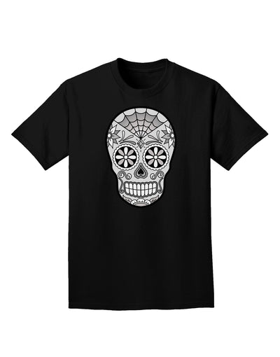 Version 10 Grayscale Day of the Dead Calavera Adult Dark T-Shirt-Mens T-Shirt-TooLoud-Black-Small-Davson Sales