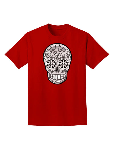 Version 10 Grayscale Day of the Dead Calavera Adult Dark T-Shirt-Mens T-Shirt-TooLoud-Red-Small-Davson Sales