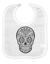 Version 10 Grayscale Day of the Dead Calavera Baby Bib