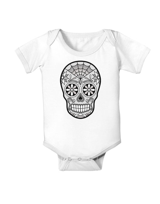 Version 10 Grayscale Day of the Dead Calavera Baby Romper Bodysuit-Baby Romper-TooLoud-White-06-Months-Davson Sales