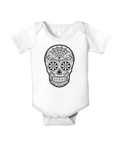 Version 10 Grayscale Day of the Dead Calavera Baby Romper Bodysuit-Baby Romper-TooLoud-White-06-Months-Davson Sales