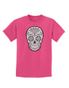 Version 10 Grayscale Day of the Dead Calavera Childrens Dark T-Shirt-Childrens T-Shirt-TooLoud-Sangria-X-Small-Davson Sales