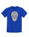 Version 10 Grayscale Day of the Dead Calavera Childrens Dark T-Shirt-Childrens T-Shirt-TooLoud-Royal-Blue-X-Small-Davson Sales
