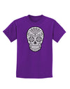 Version 10 Grayscale Day of the Dead Calavera Childrens Dark T-Shirt-Childrens T-Shirt-TooLoud-Purple-X-Small-Davson Sales