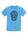 Version 10 Grayscale Day of the Dead Calavera Childrens T-Shirt-Childrens T-Shirt-TooLoud-Aquatic-Blue-X-Small-Davson Sales
