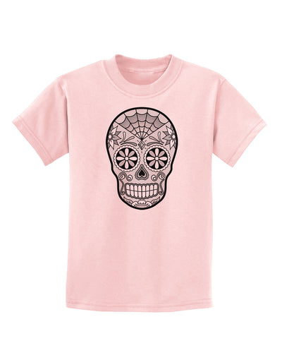Version 10 Grayscale Day of the Dead Calavera Childrens T-Shirt-Childrens T-Shirt-TooLoud-PalePink-X-Small-Davson Sales
