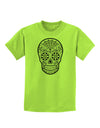 Version 10 Grayscale Day of the Dead Calavera Childrens T-Shirt-Childrens T-Shirt-TooLoud-Lime-Green-X-Small-Davson Sales