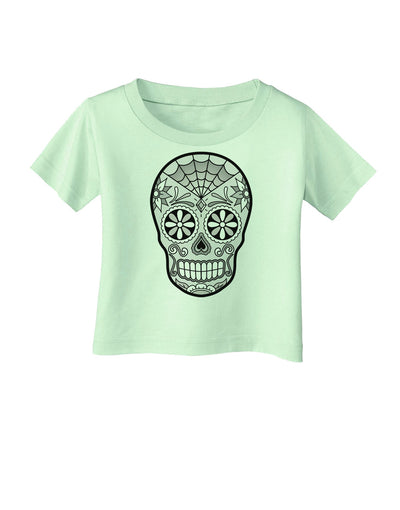 Version 10 Grayscale Day of the Dead Calavera Infant T-Shirt-Infant T-Shirt-TooLoud-Light-Green-06-Months-Davson Sales