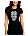 Version 10 Grayscale Day of the Dead Calavera Juniors Crew Dark T-Shirt-T-Shirts Juniors Tops-TooLoud-Black-Juniors Fitted Small-Davson Sales