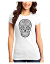Version 10 Grayscale Day of the Dead Calavera Juniors T-Shirt-Womens Juniors T-Shirt-TooLoud-White-Juniors Fitted XS-Davson Sales