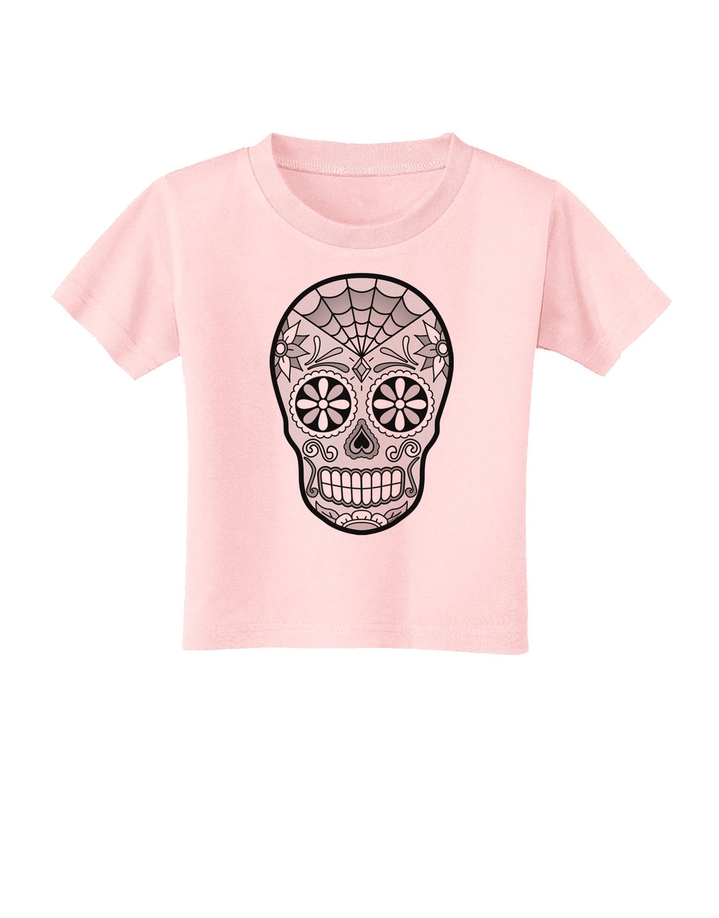 Version 10 Grayscale Day of the Dead Calavera Toddler T-Shirt-Toddler T-Shirt-TooLoud-Light-Pink-2T-Davson Sales
