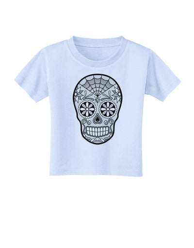 Version 10 Grayscale Day of the Dead Calavera Toddler T-Shirt-Toddler T-Shirt-TooLoud-Light-Blue-2T-Davson Sales