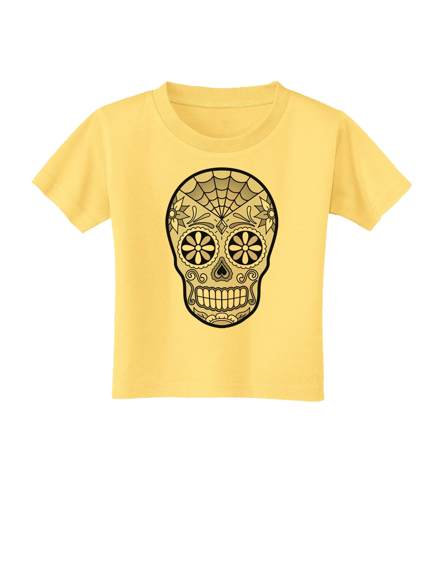Version 10 Grayscale Day of the Dead Calavera Toddler T-Shirt-Toddler T-Shirt-TooLoud-Daffodil-Yellow-2T-Davson Sales