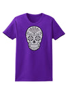 Version 10 Grayscale Day of the Dead Calavera Womens Dark T-Shirt-TooLoud-Purple-X-Small-Davson Sales