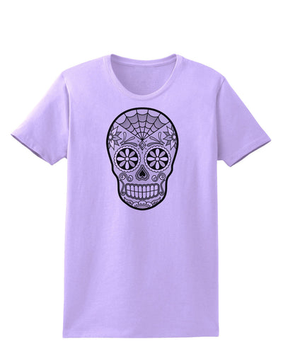Version 10 Grayscale Day of the Dead Calavera Womens T-Shirt-Womens T-Shirt-TooLoud-Lavender-X-Small-Davson Sales